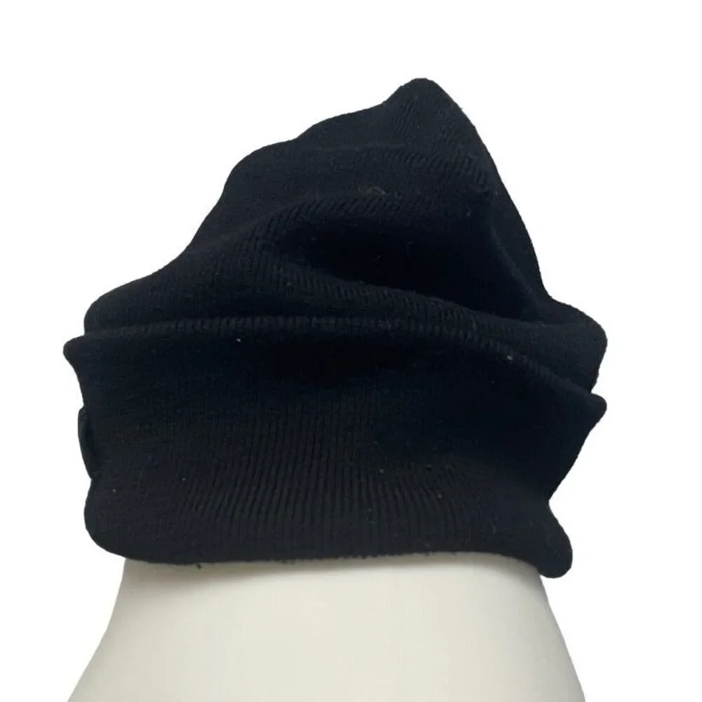 UGG Mens One Size Black Knit Polyester Blend Stocking Folded Brim Hat Cap